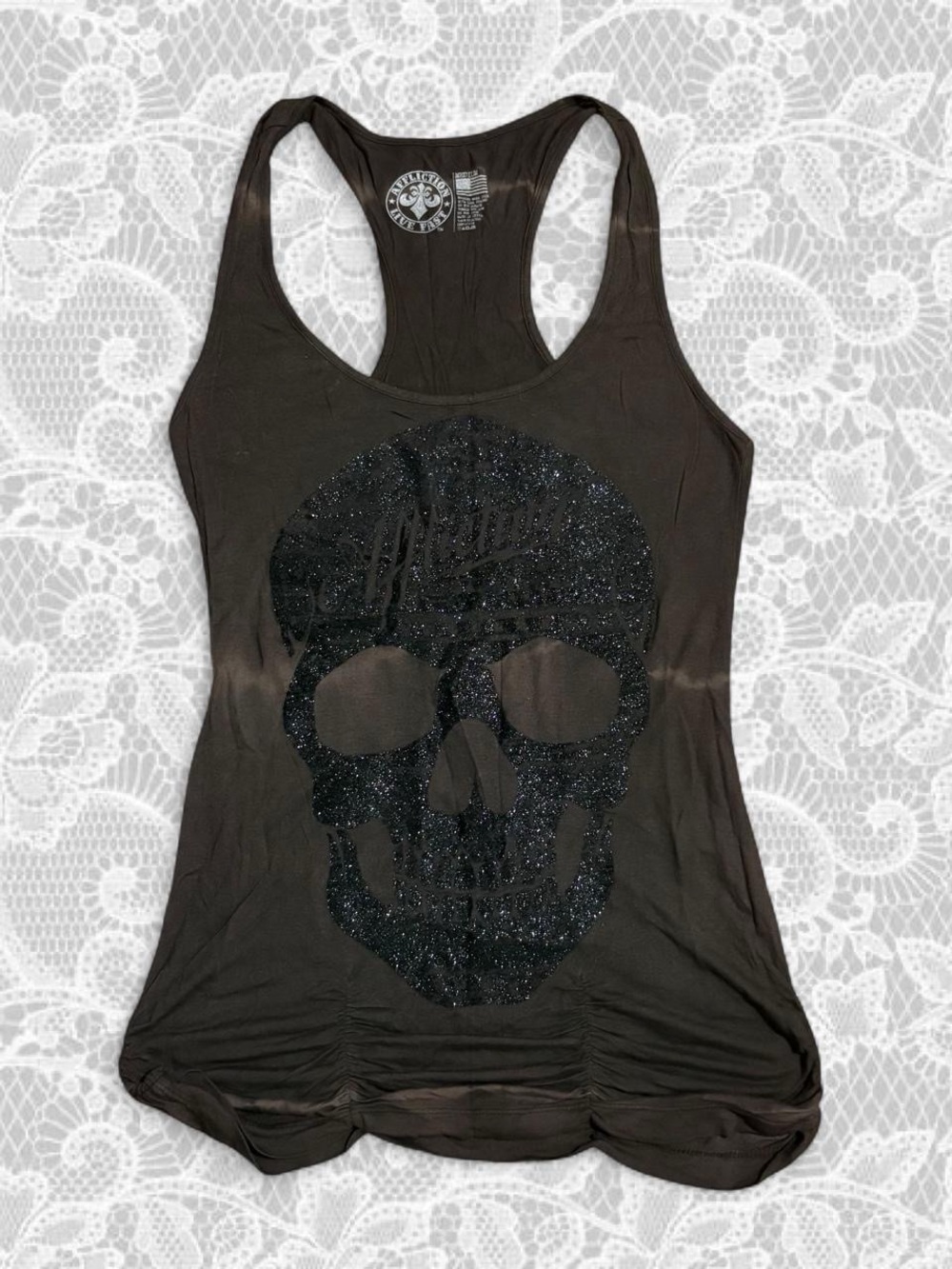 Graphic Skull Racerback Tank Top - Black